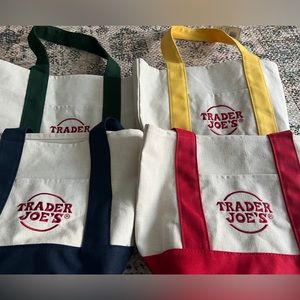 NEW ALL 4 COLOR TRADER JOE’S MINI-TOTE CANVAS BAGS